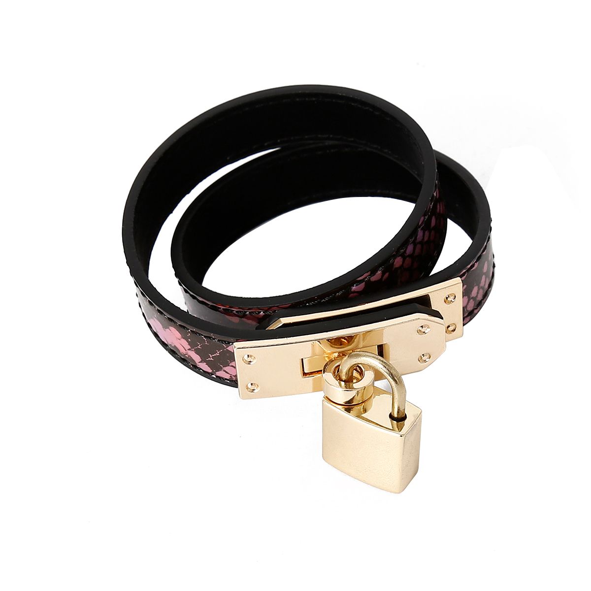 Halsband/Armband schmal Gold-Rosa-Reptil