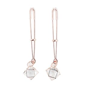 Nippelklemmen in Roségold mit Prismaanhänger
